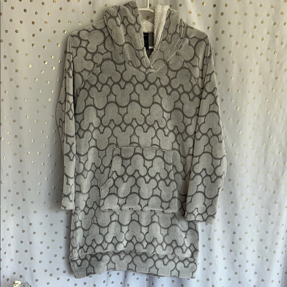 Disney Gray Hooded Robe with Mickey Pattern